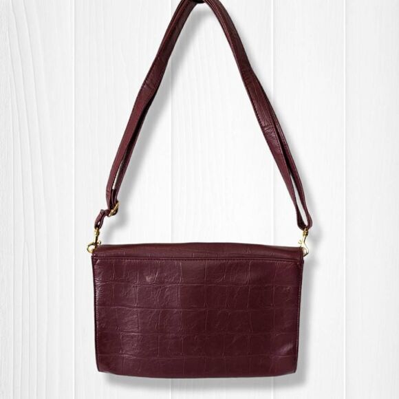 Mark Womens Clutch with Attachable Adjustable Strap Sling Bag Flap Closure Maroo - Picture 3 of 9